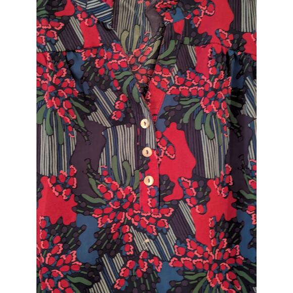 MICHELLE MCDOWELL multicolor womens blouse top size large in GUC - Picture 6 of 7